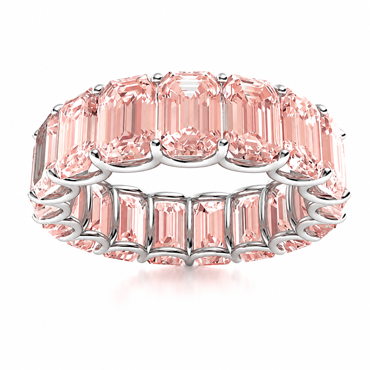 Rosé Eternity Ring™ – Emerald Cut Roze Diamanten Ring
