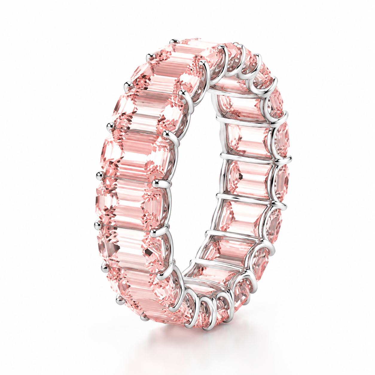 Rosé Eternity Ring™ – Emerald Cut Roze Diamanten Ring